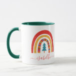 Mug Rainbow Noël coloré mignon fun personnalisé<br><div class="desc">Arc en arc-en-ciel sapin coloré joyeux cadeau personnalisé assorti.</div>