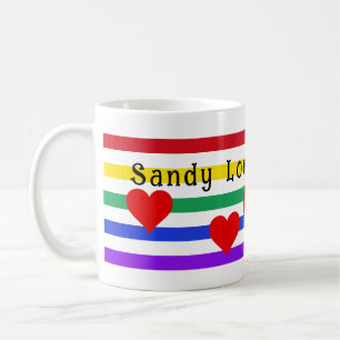 Mug Rainbow Stripes Coeurs Première Personnaliser des
