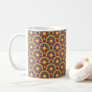 Mug Rainbows style années 70 et Motif graphique Sun