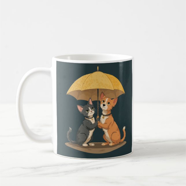 Mug Rainy Day Buddies : Chat et Chien Duo (Gauche)