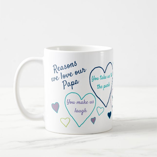 Mug Raisons J'Aime Papa Personnalisé Grand-Père (Gauche)