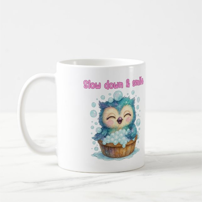 Mug Ralentir et sourire - Jolie conception de chouette (Gauche)