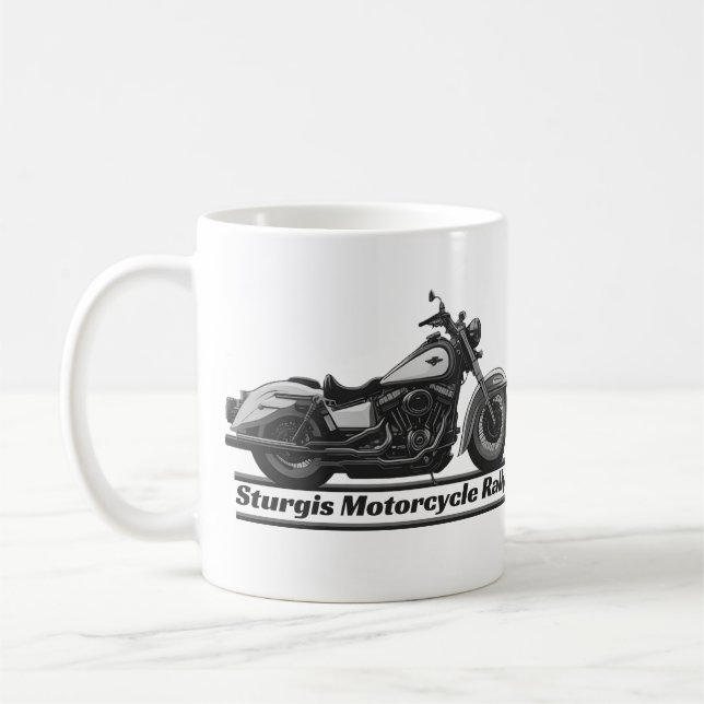 Mug Rallye Moto Sturgis Vélo Noir Et Blanc (Gauche)