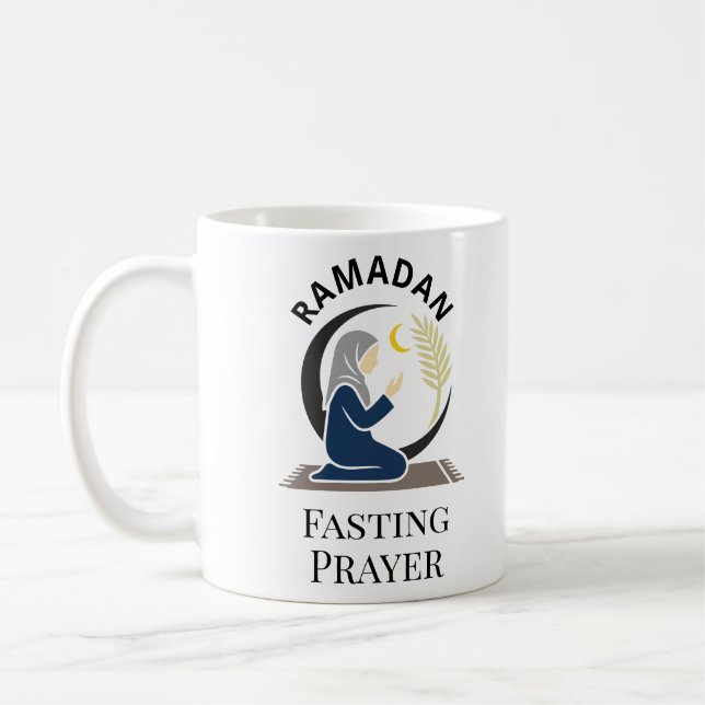 Mug Ramadan Fasting Prayer Woman Hijab Islamic Graphic (Gauche)