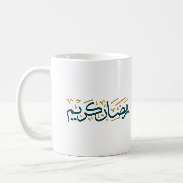 Mug Ramadan kareem en arabe vert et or (Gauche)