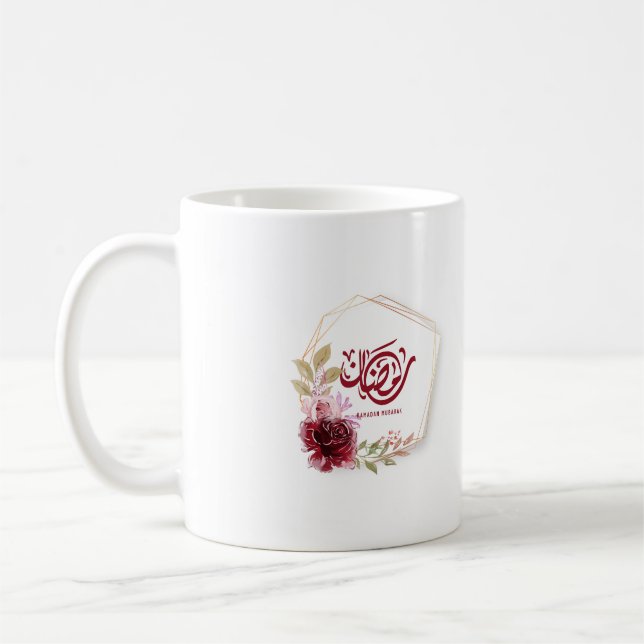 Mug Ramadan Moubarak Aquarelle Cadre Floral (Gauche)