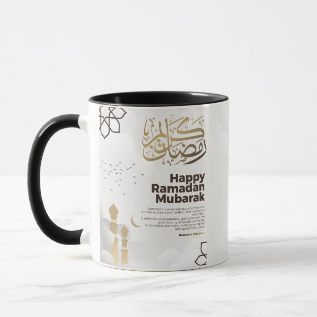 Mug Ramadan Moubarak Art de calligraphie dorée (Gauche)