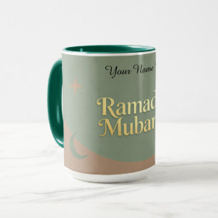 Mug Ramadan Mubarak minimaliste   Or & Sauge