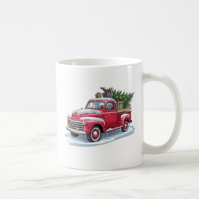 Mug Ramassage rouge et arbre de Noël (Droite)