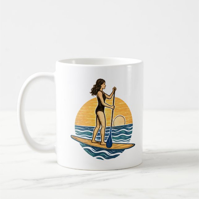 Mug Rame SUP Couché | Graphisme de Planche à Pagaie Bl (Gauche)