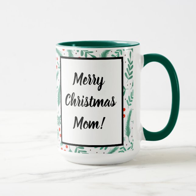 Mug Rameaux de verdure de Noël et baies de houx (Droite)