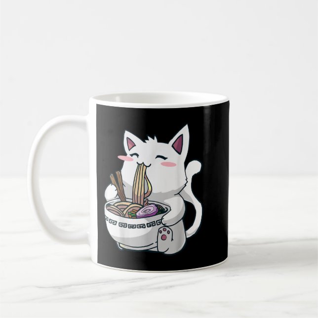 Mug Ramen Cat Kawaii Anime Otaku T-Shirt (Gauche)