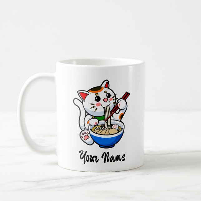 Mug Ramen Chat Chanceux - Personnalisé (Gauche)