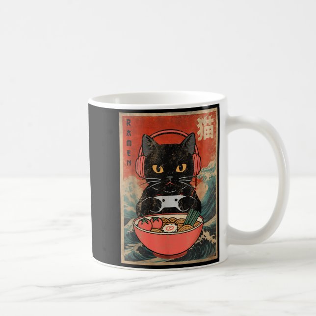 Mug Ramen de chat japonais drôle graphique kawaii anim (Droite)