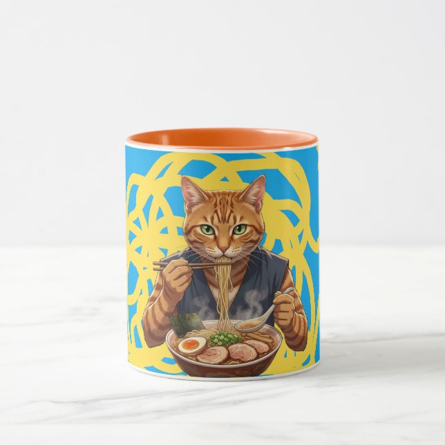 Mug Ramen esthétique Chat japonais Art Pop Orange Tabb (Centre)