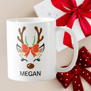 Mug Ramure de Noël Bow Cerf Visage