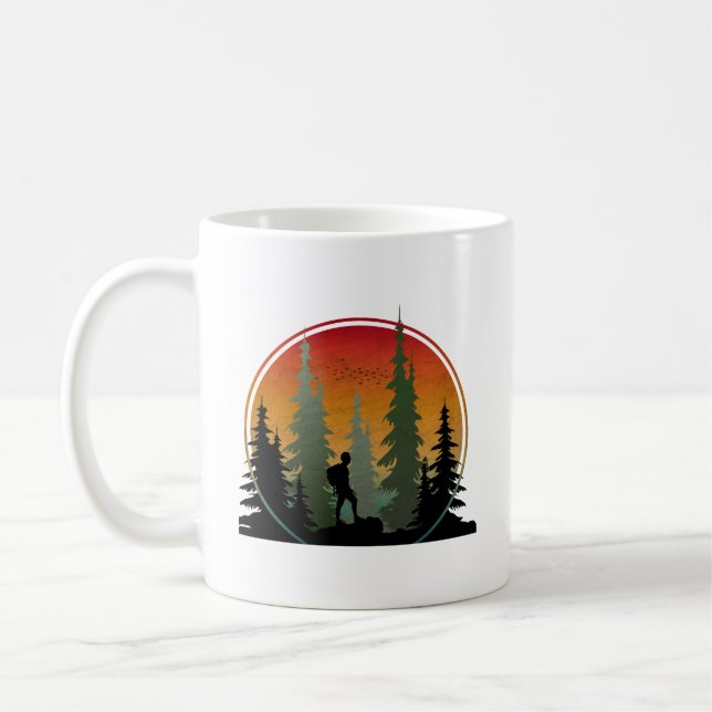 Mug Randonnée au coucher du soleil Forêt Nature (Gauche)