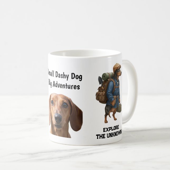 Mug Randonneur Aventurier Teckel La Maison Est Où Est  (Devant droit)