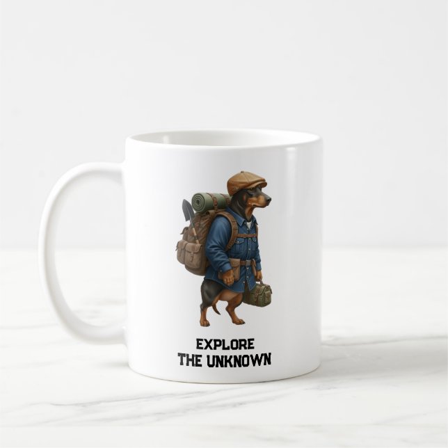 Mug Randonneur Aventurier Teckel La Maison Est Où Est  (Gauche)
