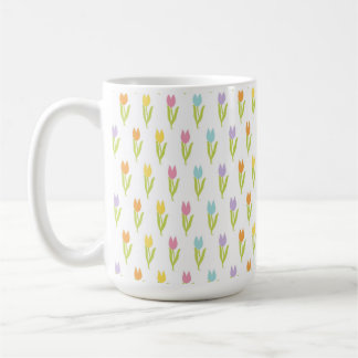 MUG RANGÉES DE TULIPES DE PÂQUES COLORÉES ET JOLIES