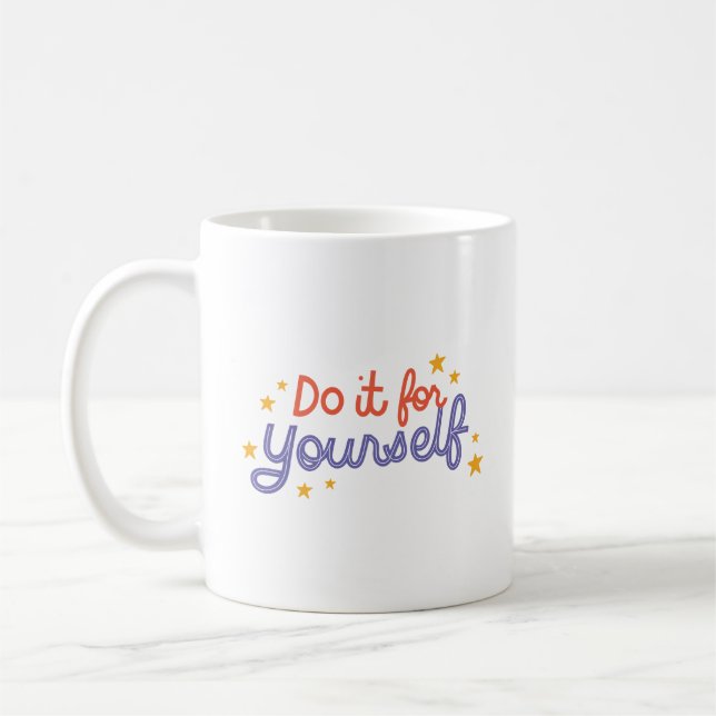 Mug Rappel Simple Lettre Colorée Étoiles Joyeuses (Gauche)