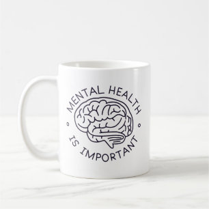 Mug Rappel simple Santé mentale Cerveau Minimaliste