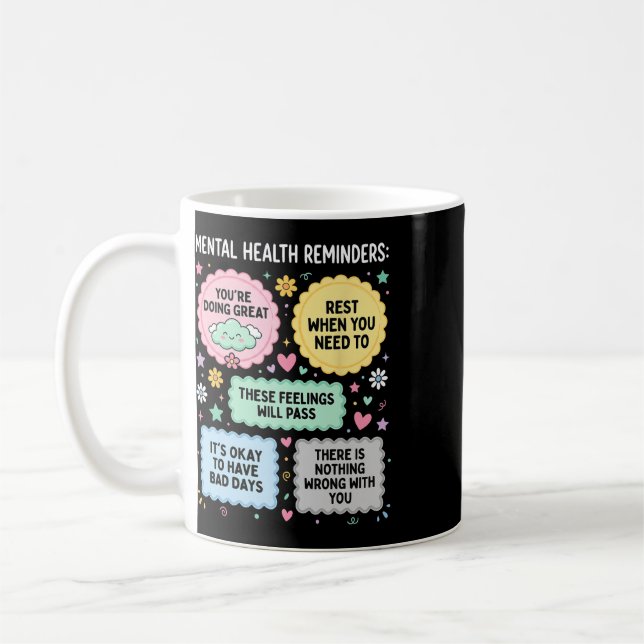 Mug Rappels de santé mentale Mois de sensibilisation à (Gauche)
