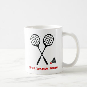 Mug Raquette de badminton rouge noir et billetterie pe