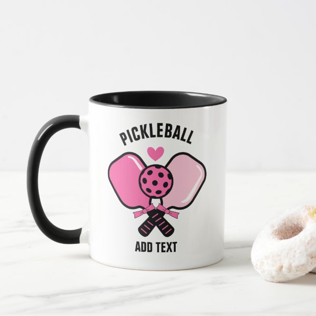 Mug Raquette de Pickleball Rose avec Ruban (Avec donut)