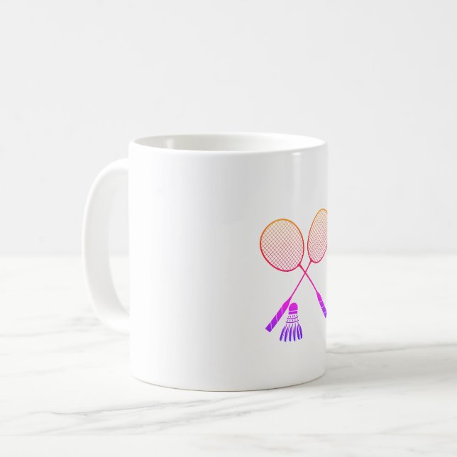 Mug Raquettes Badminton Shuttlecock Birdie Ombre (Devant gauche)