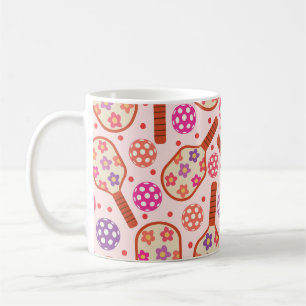 Mug Raquettes de Pickleball avec motif de fleurs rétro