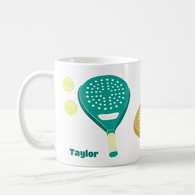 Mug Raquettes et balles de tennis Padel Personnalisées (Gauche)