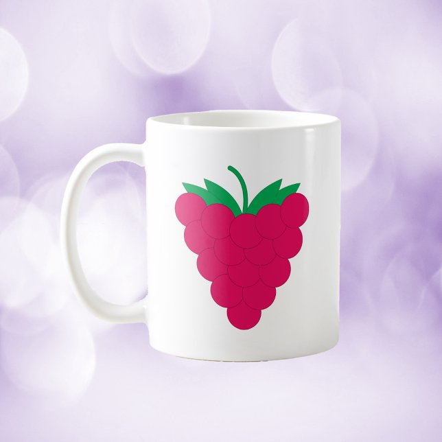 Mug Rasberry Berry Fruit Pink (A mug with a graphic of a pink raspberry with a stem.)