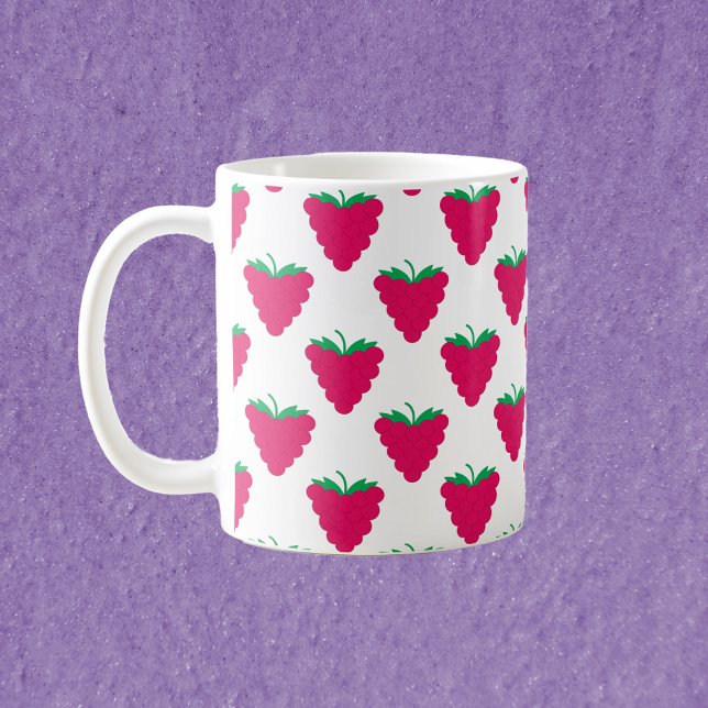 Mug Raspberry Berry Pink Fruit Pattern (A mug with a raspberry pattern)