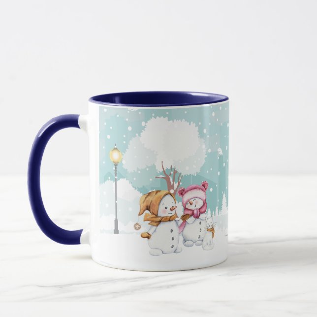 Mug Rassemblement Et Jeu De Snowmen En Saison De Vacan (Gauche)