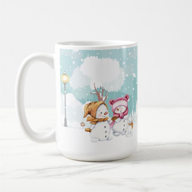 Mug Rassemblement Et Jeu De Snowmen En Saison De Vacan (Gauche)