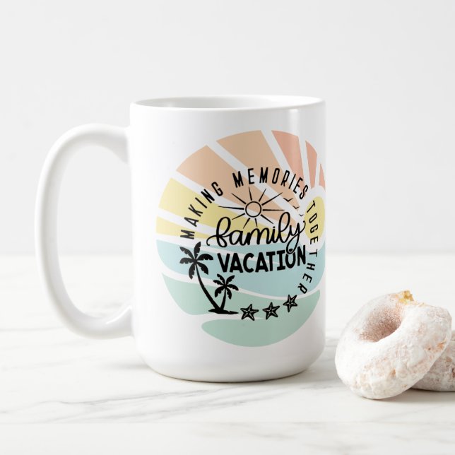 Mug Rassembler les souvenirs de vacances en famille (Avec donut)