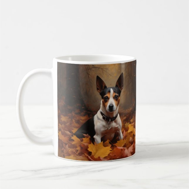 Mug Rat Terrier à l'automne Feuilles automne Inspire (Gauche)