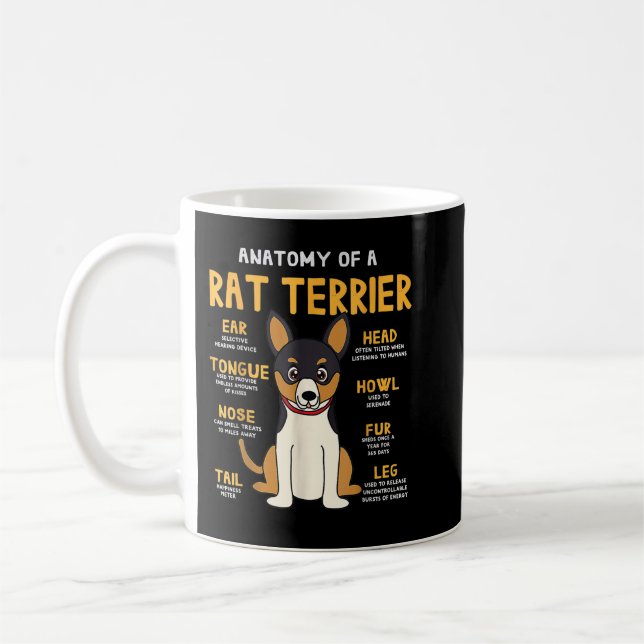 Mug Rat Terrier Anatomie Funny Chien Maman Papa  (Gauche)