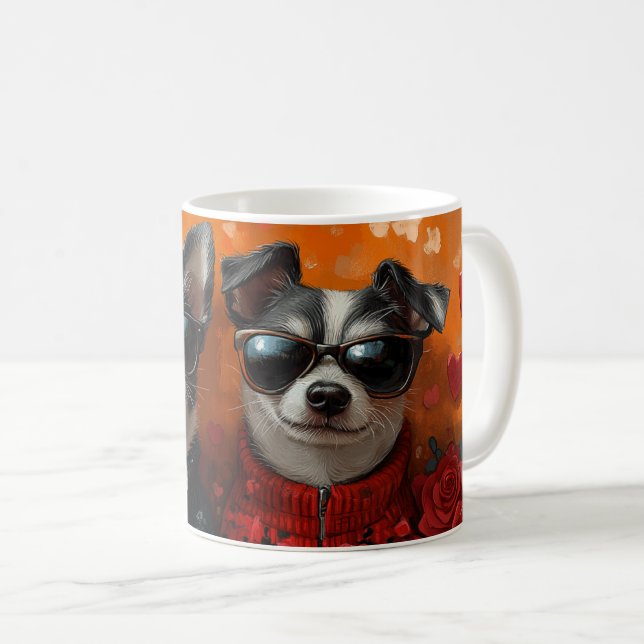 Mug Rat Terrier avec coeur Roses Saint-Valentin (Devant droit)