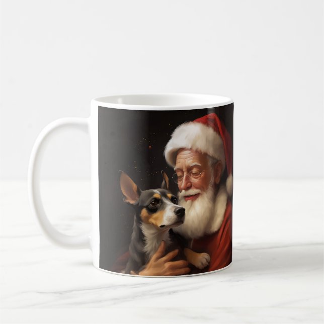 Mug Rat Terrier Avec Noël Festif Du Père Noël (Gauche)