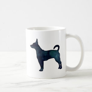 Mug Rat Terrier Noir Aquarelle Silhouette