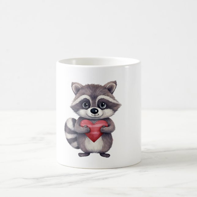 Mug raton laveur coloré mignon avec coeur (Centre)