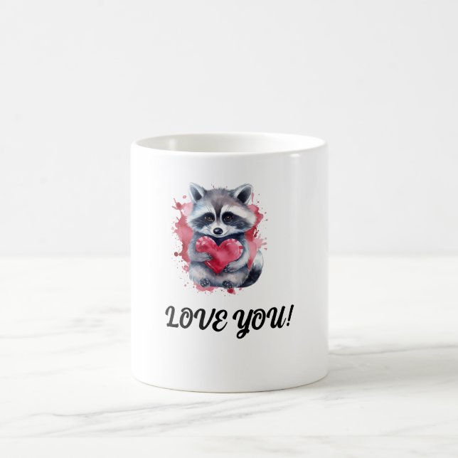 Mug raton laveur coloré mignon avec coeur (Centre)