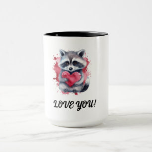 Mug raton laveur coloré mignon avec coeur