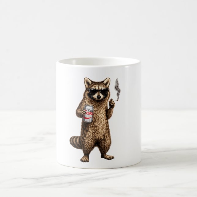 Mug Raton laveur drôle buvant une boisson diététique – (Centre)