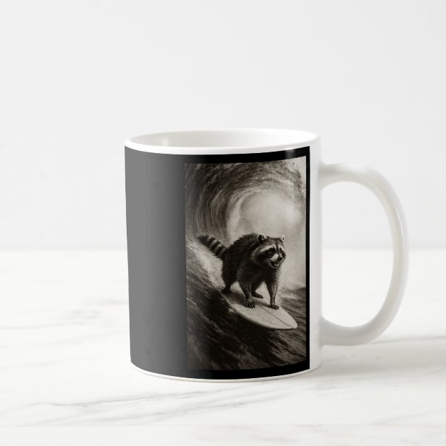 Mug Raton laveur drôle de selfie de surf sur planche d (Droite)