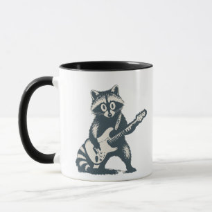 Mug Raton laveur drôle jouant de la guitare électrique