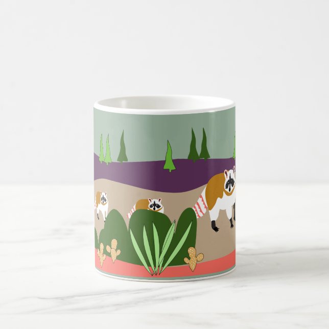 Mug Raton laveur et bébés dans la haute forêt de (Centre)
