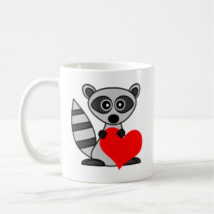 Mug Raton laveur mignon de bande dessinée tenant le